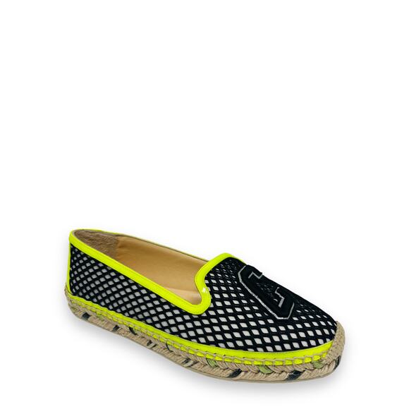 CHRISTIAN LOUBOUTIN Black White Neon Yellow Ivy Espapop Flats Espadrilles 36 - Picture 5 of 9